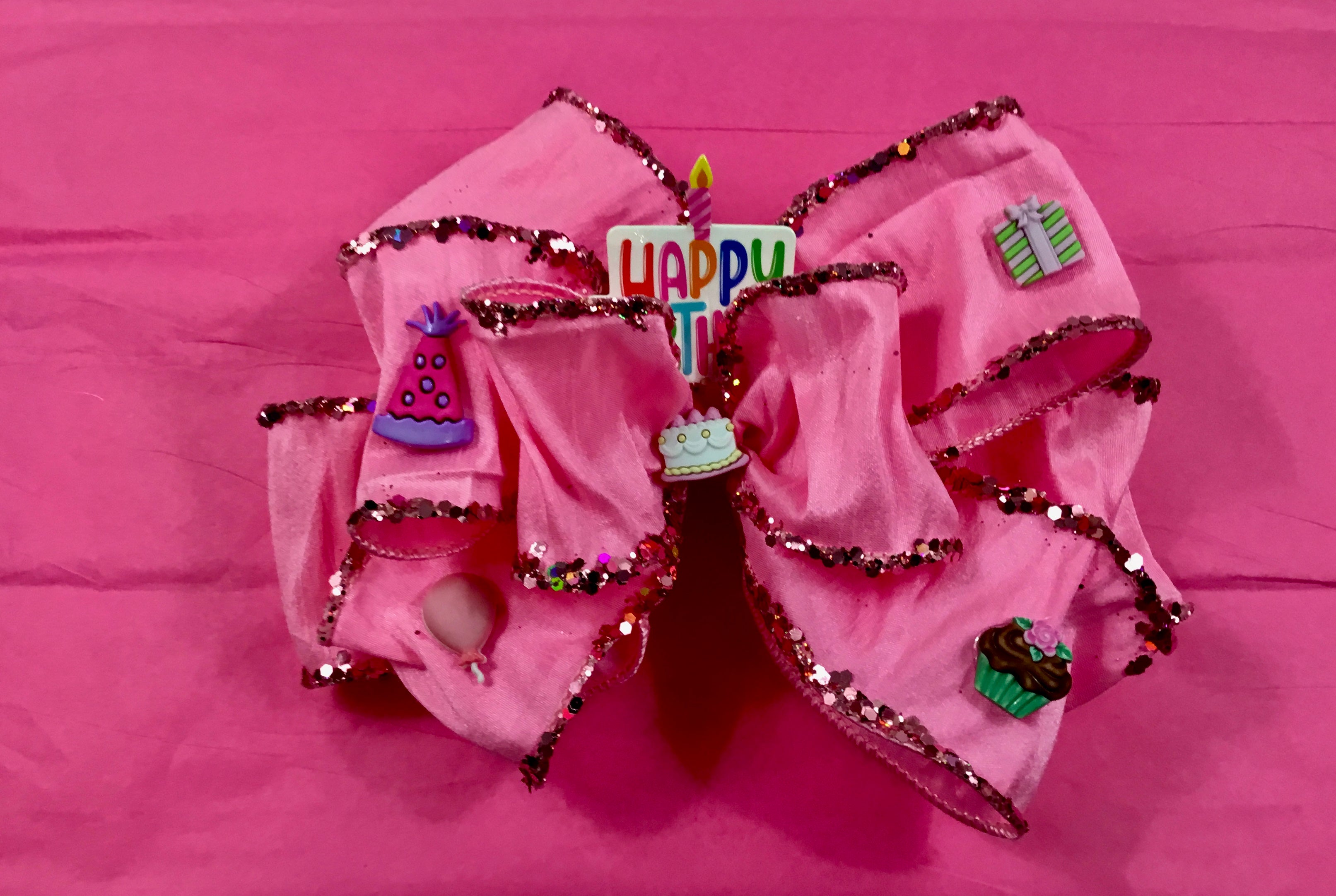 Perfectly Pink Happy Birthday Bow for Gift Wrapping